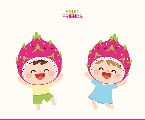 캐릭터 감정 컬러 과일 관계 표정 사람 파일형식 벡터 용과 어린이 웃음 놀이 친구 즐거움 모션 파란색 노란색 사랑 아기 상호작용 행복 일러스트 AI파일 일러캐릭터