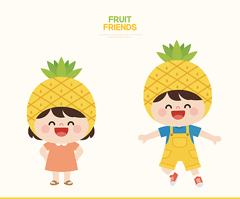 캐릭터 감정 컨셉 과일 관계 모션 표정 사람 열대과일 파일형식 벡터 어린이 친구 파인애플 웃음 귀여움 아기 컬러 즐거움 패션 놀기 놀이 장난 행복 일러스트 AI파일 일러캐릭터