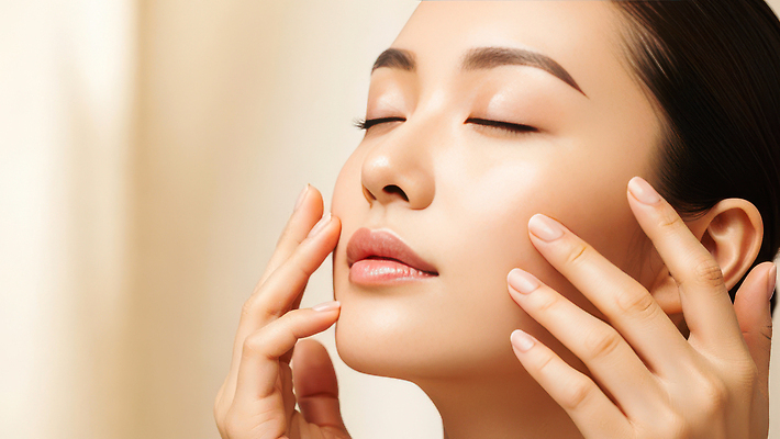 JPG 편집이미지 손 여자 얼굴 포즈 실내 건강 관리 뷰티 편안함 집중 피부 스킨케어 편집실사 AI인물포토 AI콘텐츠 컨셉 사람 내부 신체부위 감각 CG 파일형식 AI포토