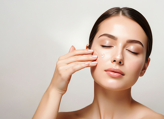 JPG 편집이미지 손 여자 얼굴 조명 관리 뷰티 환경 화장품 피부 크림 바르기 스킨케어 편집실사 AI인물포토 AI콘텐츠 모션 사람 신체부위 CG 파일형식 AI포토