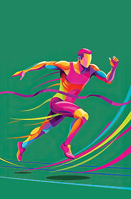 JPG 디자인 남자 예술 선 스포츠 컬러 백그라운드 일러스트 모션 운동선수 달리기 운동 경쟁 표현 체육 카라 비율 국내일러스트 AI일러스트 AI콘텐츠 꽃 컨셉 건강 사람 파일형식