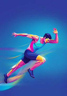 JPG 남자 예술 스포츠 포즈 백그라운드 일러스트 사람 파란색 운동복 민소매 달리기 운동 힘 표현 속도 그림 스프린트 특징 국내일러스트 AI일러스트 AI콘텐츠 옷 컬러 상의 모션 건강 파일형식
