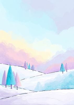 JPG 나무 예술 컬러 겨울 일러스트 자연 하늘 날씨 산 풍경 야외 원근감 차가움 언덕 색채 평면 풍경화 AI일러스트 식물 계절 뷰포인트 그림 생태계 파일형식 AI콘텐츠