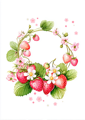 도형 식물 계절 잎 무늬 농업 과일 문화예술 취미 생태계 파일형식 AI콘텐츠 딸기 꽃 장식 디자인 원형 나뭇잎 자연 패턴 컬러 농장 원예 그래픽 여름 농사 미술 디지털 JPG AI일러스트 일러스트 프레임