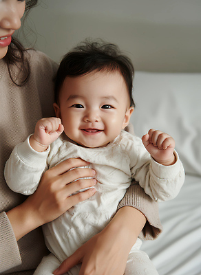 감정 가족 관계 표정 사람 내부 신체부위 CG 파일형식 아기 엄마 웃음 손 방 따뜻함 행복 사랑 부모 촬영 실내 JPG 편집실사 편집이미지 의료성형뷰티