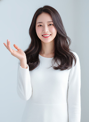 JPG 편집이미지 손 여자 백그라운드 실내 표정 밝음 대화 미소 인사 부드러움 손흔들기 편집실사 AI인물포토 AI콘텐츠 모션 말하기 사람 내부 신체부위 예절 감각 CG 파일형식 AI포토