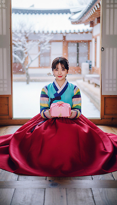 JPG 편집이미지 전통 여자 명절 문화 음식 컬러 겨울 포장 한옥 한국 이벤트 건물 정원 새해인사 한복 뷰티풀 의료성형뷰티 편집실사 AI인물포토 AI콘텐츠 한국전통 건축물 계절 기념일 아시아 고건축 새해 사람 인사 전통의상 CG 파일형식 AI포토
