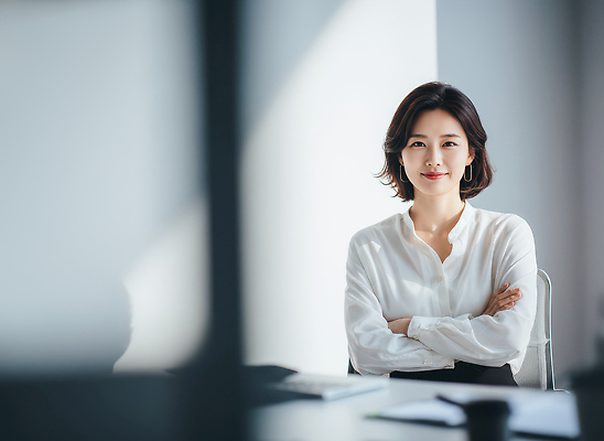 JPG 편집이미지 여자 생각 회의 커뮤니케이션 협력 직장 미소 앉기 상반신 사무실 팔짱 깨끗함 작업 비즈니스우먼 전문직 의료성형뷰티 편집실사 AI인물포토 AI콘텐츠 직업 컨셉 회사 비즈니스 모션 표정 사람 직장인 CG 파일형식 AI포토