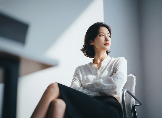 JPG 편집이미지 여자 포즈 백그라운드 생각 의자 직장 표정 앉기 사무실 공간 작업 비즈니스우먼 분위기 모던 고민 의료성형뷰티 차분 편집실사 AI인물포토 AI콘텐츠 감정 가구 컨셉 회사 비즈니스 모션 사람 직장인 CG 파일형식 AI포토