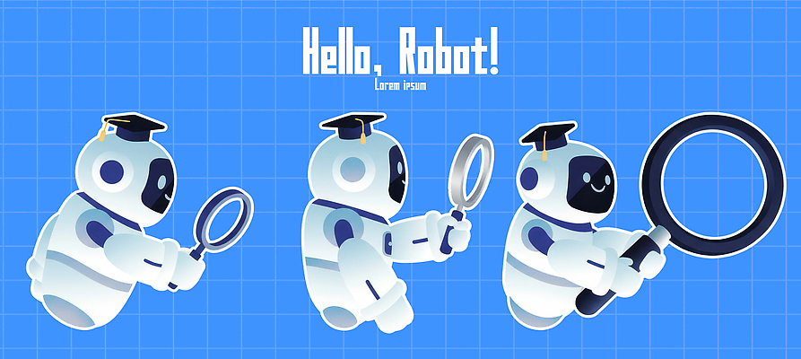 컨셉 파일형식 로봇 확대경 작업 백그라운드 기술 실험 그래픽 디자인 캐릭터 과학 미래 기계 오브젝트 교육 정보 창의성 모션 국내일러스트 일러스트 PSD