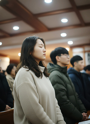 JPG 편집이미지 여자 남자 종교 생각 생명 사람 여름 교회 모임 기도 마음 집중 예배 찬양 성가대 공동체 편집실사 AI인물포토 AI콘텐츠 계절 기독교 컨셉 종교건축 건물 CG 합창 파일형식 AI포토
