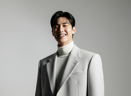 JPG 모델 편집이미지 헤어스타일 패션 남자 감정 얼굴 포즈 백그라운드 미소 정장 촬영 흰색 의료성형뷰티 스타일 편집실사 AI인물포토 AI콘텐츠 옷 컬러 표정 사람 신체부위 CG 파일형식 AI포토