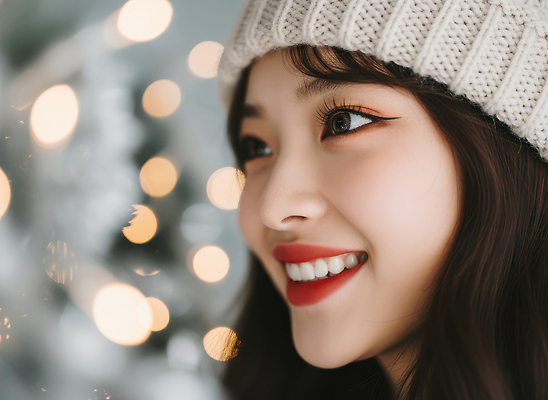 계절 상의 표정 사람 내부 신체부위 전자제품 CG 파일형식 여자 미소 스웨터 조명 웃음 카메라 실내 겨울 백그라운드 빛 따뜻함 얼굴 뷰티풀 JPG 편집실사 편집이미지 의료성형뷰티