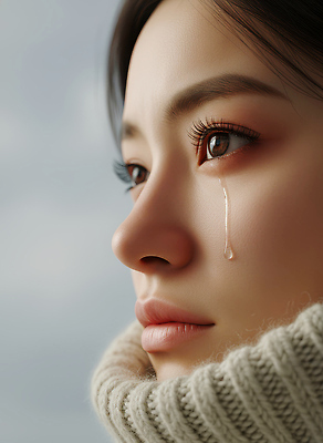 계절 감정 상의 사람 CG 파일형식 여자 눈물 슬픔 스웨터 고민 촬영 순간 표정 겨울 고독 따뜻함 백그라운드 JPG 편집실사 편집이미지 의료성형뷰티