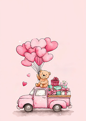 모양 감정 인형 컬러 컨셉 데이이벤트 자동차 사람 이벤트 파일형식 AI콘텐츠 곰인형 하트 풍선 트럭 분홍색 선물 장면 귀여움 사랑 기념일 장식 파티 축하 발렌타인데이 아이디어 디자인 어린이 즐거움 상상 JPG AI일러스트 일러스트