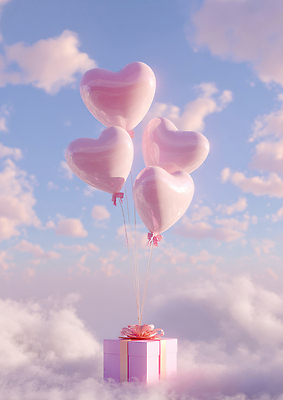 JPG 편집이미지 기념일 행복 분홍색 하늘 선물 사랑 선물상자 상자 축제 하트 생일 그리기 풍선 뷰티풀 이미지편집 AI컴퓨터그래픽 AI콘텐츠 모양 감정 컬러 모션 이벤트 파일형식
