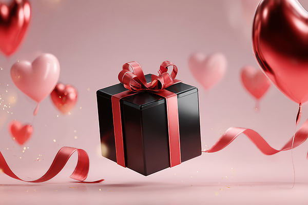 JPG 편집이미지 기념일 행복 리본 분홍색 선물 사랑 이벤트 공중 장식 선물상자 상자 하트 축하 풍선 이미지편집 AI컴퓨터그래픽 AI콘텐츠 모양 감정 컬러 컨셉 파일형식