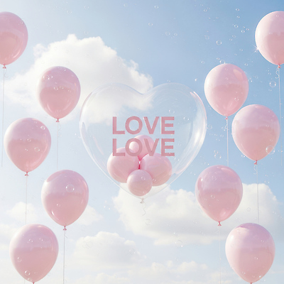 JPG 구름 편집이미지 기념일 행복 분홍색 하늘 사랑 이벤트 장식 파티 축제 하트 생일 장면 풍선 이미지편집 AI컴퓨터그래픽 AI콘텐츠 자연요소 모양 감정 컬러 파일형식