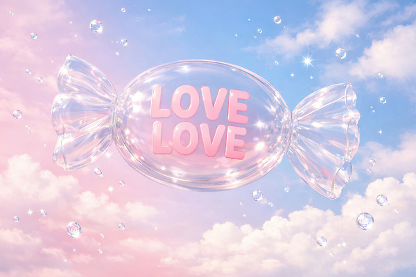 JPG 구름 편집이미지 디자인 분홍색 백그라운드 하늘 사탕 사랑 이벤트 장식 물방울 투명 오브젝트 창작 테마 이미지편집 AI컴퓨터그래픽 AI콘텐츠 자연요소 감정 컬러 디저트 파일형식