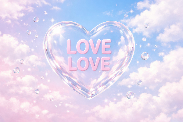 JPG 모양 구름 편집이미지 디자인 시선 감정 분홍색 컬러 백그라운드 하늘 사랑 이벤트 반짝임 거품 하트 대기 그림 이미지편집 AI컴퓨터그래픽 AI콘텐츠 자연요소 모션 파일형식