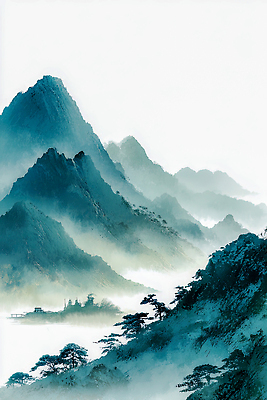 자연요소 식물 계절 날씨 산 노을 생태계 파일형식 AI콘텐츠 안개 자연 풍경 하늘 나무 멀리 물 여름 고요 산맥 지평선 대기 일출 일몰 JPG AI일러스트 일러스트