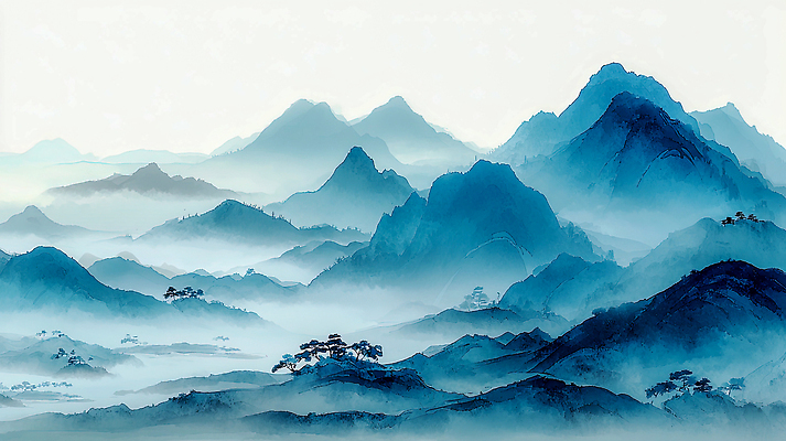 식물 컬러 날씨 차_음료 생태계 파일형식 AI콘텐츠 산 안개 자연 풍경 그림 파란색 높이 지형 나무 하늘 오브젝트 대기 공간 조화 차이티 JPG AI일러스트 일러스트