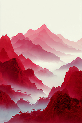 자연요소 식물 컬러 컨셉 자연 날씨 풍경 생태계 파일형식 탑뷰 AI콘텐츠 산 빨간색 주간 전경 수평선 골짜기 높이 안개 나무 지역 하늘 대기 변화 계곡 JPG AI일러스트 일러스트