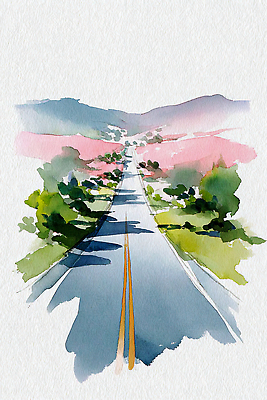 식물 길 교통시설 생태계 파일형식 AI콘텐츠 도로 산 초원 자연 풍경 그림 하늘 나무 꽃 여행 수채화 예술 컬러 표현 거리 JPG AI일러스트 일러스트