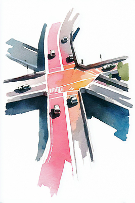 건축 길 육상교통 컨셉 교통시설 풍경 라이프 도시 파일형식 AI콘텐츠 교차로 도로 자동차 컬러 구조물 교통 이동 일상 도심 거리 경관 주행 방향 신호 보행자 여행 안전 JPG AI일러스트 일러스트 수채화