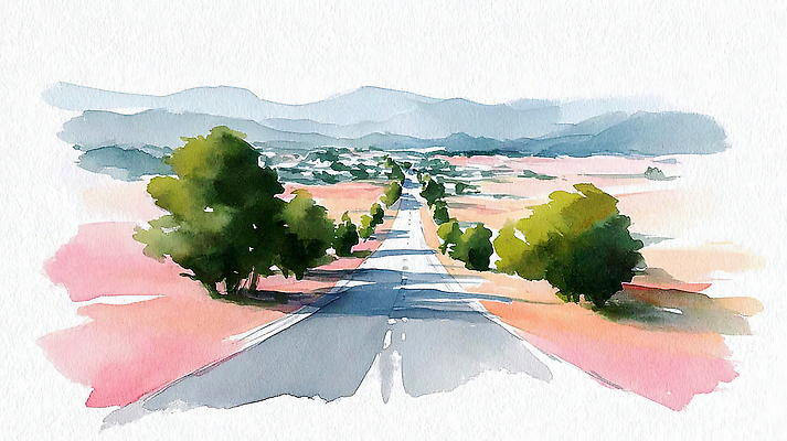 주간 식물 길 컨셉 교통시설 모션 풍경 생태계 파일형식 AI콘텐츠 도로 나무 산 초원 경관 자연 아침 날씨 하늘 그림 거리 잔디 여행 시골 평화 그리기 JPG AI일러스트 일러스트 수채화