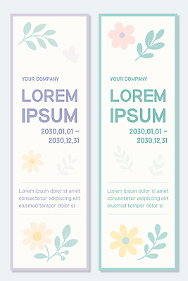 식물 템플릿 배너 컨셉 비즈니스 세로 세트 연도 파일형식 벡터 계획 날짜 정보 2030년 꽃 디자인 그래픽 컬러 달력 휴일 이벤트 회사 배너템플릿 AI파일 배너세트 세로배너