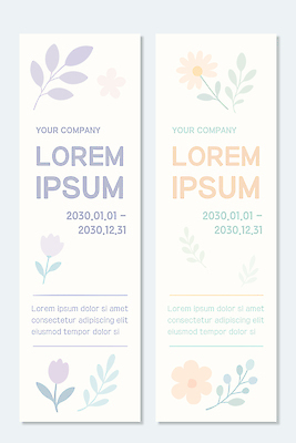 식물 템플릿 배너 컨셉 세로 세트 연도 파일형식 벡터 포스터 디자인 나란히 배열 새로움 2023년 컬러 도안 장식 텍스트 화초 모양 그래픽 배너템플릿 AI파일 배너세트 세로배너