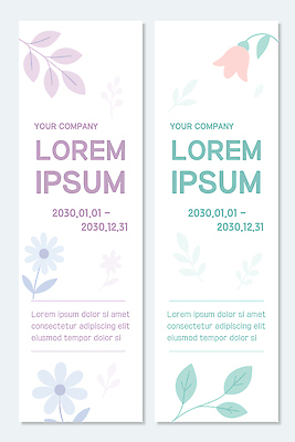 템플릿 배너 꽃 무늬 세로 세트 오브젝트 생태계 파일형식 벡터 디자인 꽃무늬 컬러 그래픽 텍스트 예시 나란히 스타일 자연 패턴 문구용품 배너템플릿 AI파일 배너세트 세로배너