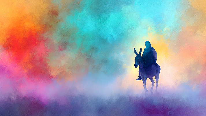 JPG 동물 실루엣 예술 교통수단 컬러 백그라운드 일러스트 하늘 사람 풍경 고요 안개 표현 말_게임 예수 분위기 신비 그림 장면 당나귀 국내일러스트 AI일러스트 AI콘텐츠 교통 컨셉 날씨 촬영기법 말_동물 신_종교 파일형식