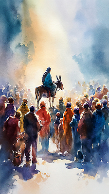 JPG 옷 컬러 백그라운드 일러스트 모션 회의 대화 사람 여러명 빛 공간 도시 말_게임 예수 군중 저녁 집중 그림 멀리 당나귀 집회 국내일러스트 AI일러스트 AI콘텐츠 다수 컨셉 비즈니스 말하기 말_동물 신_종교 야간 파일형식