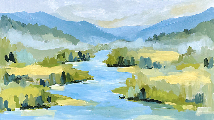 JPG 예술 컬러 일러스트 자연 하늘 아침 수채화 산 풍경 초원 물 여름 강 태양 평화 고요 물가 숲 그림 국내일러스트 AI일러스트 AI콘텐츠 주간 자연요소 계절 컨셉 생태계 파일형식