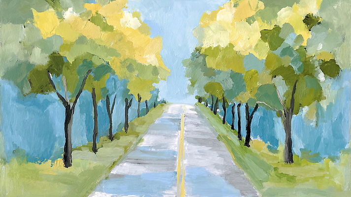 JPG 나무 도로 길 여유 선 컬러 백그라운드 일러스트 자연 하늘 수채화 미술 풍경 초록색 여름 산책 회색 외출 그림 국내일러스트 AI일러스트 AI콘텐츠 식물 계절 감정 교통시설 문화예술 휴식 생태계 파일형식