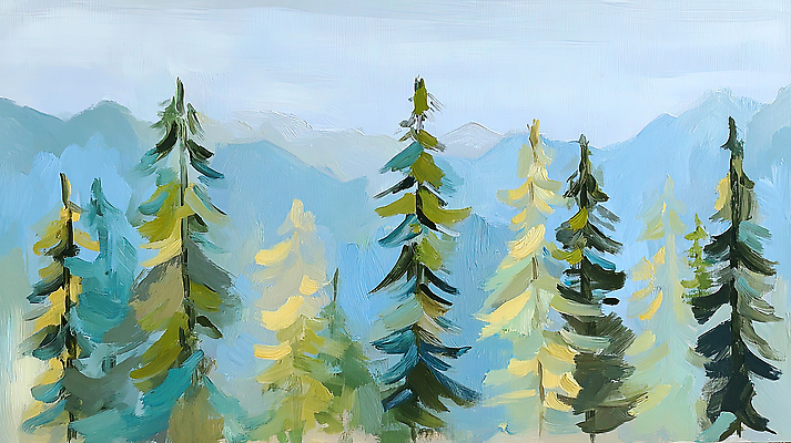 JPG 모양 나무 컬러 겨울 일러스트 자연 하늘 나뭇잎 산 풍경 가로 세로 초록색 여름 파란색 봄 회색 숲 땅 그림 국내일러스트 AI일러스트 AI콘텐츠 식물 계절 잎 생태계 파일형식