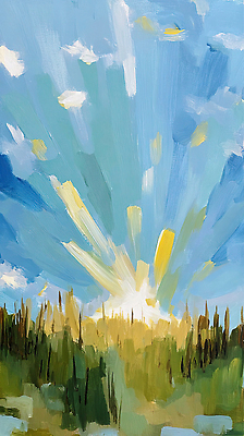 JPG 감정 예술 컬러 일러스트 자연 하늘 따뜻함 풍경 초원 야외 여름 파란색 햇빛 노란색 일출 표현 그림 드로잉 창작 국내일러스트 AI일러스트 AI콘텐츠 계절 미술 태양 노을 생태계 파일형식