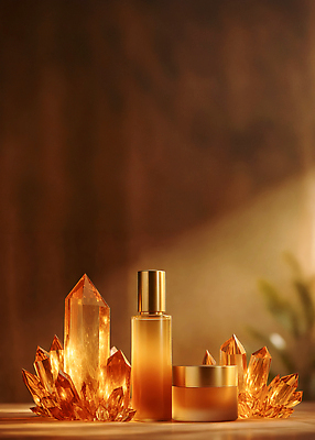 JPG 편집이미지 탁자 장식 빛 주황색 화장품 공간 선택 상품 크림 오브젝트 장면 부드러움 편집실사 AI컴퓨터그래픽 AI콘텐츠 컬러 가구 컨셉 뷰티 감각 CG 파일형식