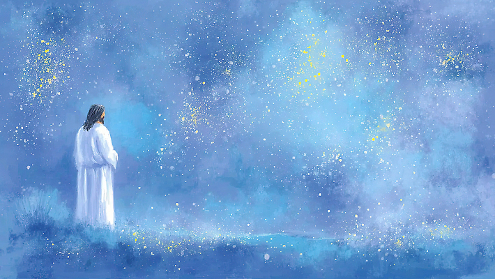 JPG 별 일러스트 상상 자연 사람 풍경 우주 꿈 관찰 점 예수 신비 그림 조용 뷰티풀 몽환 반복 국내일러스트 AI일러스트 AI콘텐츠 자연요소 컨셉 모션 신_종교 생태계 파일형식