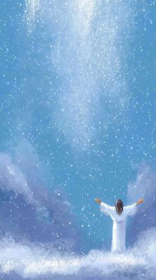 JPG 감정 종교 일러스트 모션 자연 하늘 사람 풍경 빛 평화 공간 기쁨 예수 눈송이 떨어짐 뷰티풀 순간 국내일러스트 AI일러스트 AI콘텐츠 컨셉 눈_날씨 신_종교 생태계 파일형식