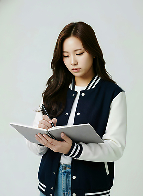 JPG 편집이미지 학생 손 대학생 소녀 학습 연필 공책 방 청바지 기록 시간 작업 집중 문서 야구점퍼 편집실사 AI인물포토 AI콘텐츠 여자 교육 어린이 컨셉 바지 문구용품 학용품 신체부위 필기구 점퍼 CG 파일형식 AI포토