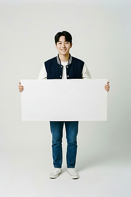 JPG 편집이미지 학생 남자 교복 대학생 운동화 실내 웃음 청바지 표지판 발표 알림 기회 소통 콘텐츠 편집실사 AI인물포토 AI콘텐츠 옷 신발 컨셉 바지 알림판 표정 사람 내부 CG 파일형식 AI포토