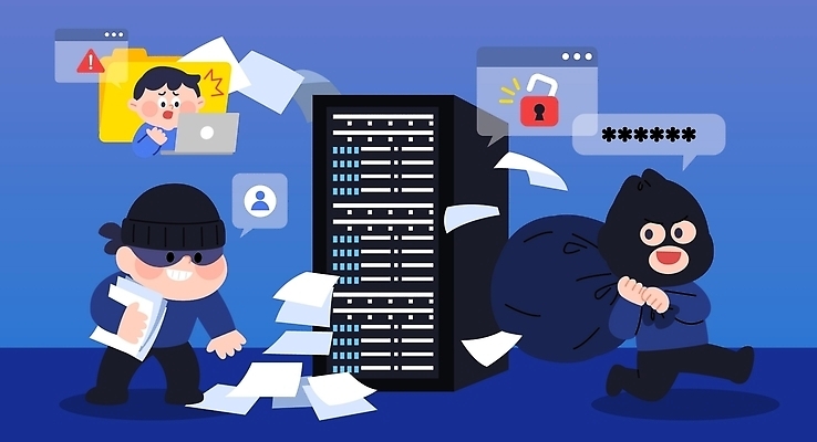 안전 전자제품 정보 범죄 파일형식 벡터 유출 해커 서버 경고 알림 보안 문서 봉투 컴퓨터 자료 기술 일러스트 국내일러스트 AI파일 정보유출 개인정보