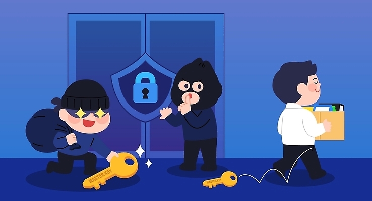 직업 컨셉 비즈니스 안전 정보 도움 범죄 보호 범죄인 파일형식 벡터 유출 도둑 보안 시설 열쇠 직원 문서 출입구 구출 사건 경찰 경비 계획 사무실 탈출 일러스트 국내일러스트 AI파일 정보유출 개인정보