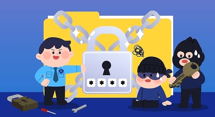 직업 컨셉 모션 놀이 안전 정보 범죄 경찰 범죄인 파일형식 벡터 유출 열쇠 보안 도둑 도구 경비원 수비 암호 파일 게임 캐릭터 경쟁 형사 일러스트 국내일러스트 AI파일 정보유출 개인정보