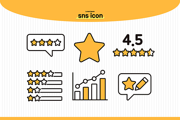 아이콘 점수 평가 파일형식 벡터 별점 리뷰 그래프 디자인 자료 피드백 2D아이콘 AI파일 소셜네트워크