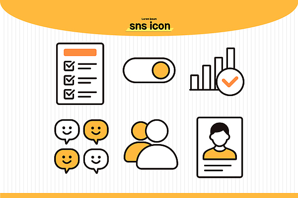 아이콘 컨셉 파일형식 벡터 소셜네트워크 디자인 체크리스트 스위치 그래프 통계 채팅 프로필 소셜미디어 사용자 소통 커뮤니케이션 자료 이미지 2D아이콘 AI파일