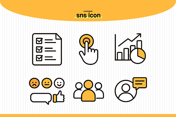아이콘 다수 컨셉 말하기 사람 파일형식 벡터 소셜네트워크 소통 그래프 체크리스트 클릭 대화 여러명 피드백 자료 소셜미디어 정보 통계 사용자 의견 2D아이콘 AI파일